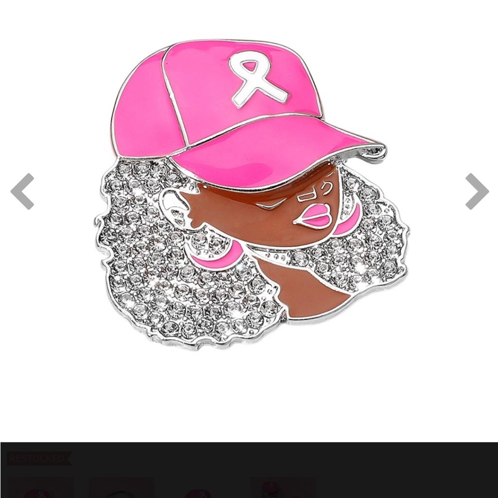 Pink Ribbon Hat Brooch - Picture 3 of 3
